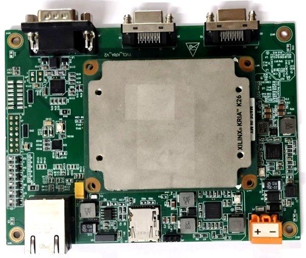 AMD Xilinx Kria K26 SOM mounted on the YantraVision carrier board